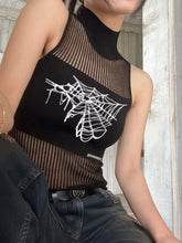 Streetwear Punk Ausgehöhlt Ärmellose Weste Sexy Tank Top Frauen Spinne Print Goth Ästhetischen Sommer Mode Mädchen Casual Tops